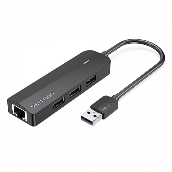 Concentrateur Vention 5 en 1 USB 2.0 vers 3xUSB2.0/MicroUSB/RJ45 - 0,15 m - Couleur Noir