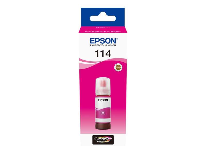 Bouteille d'encre pigmentée magenta Epson 114 d'origine - C13T07B340