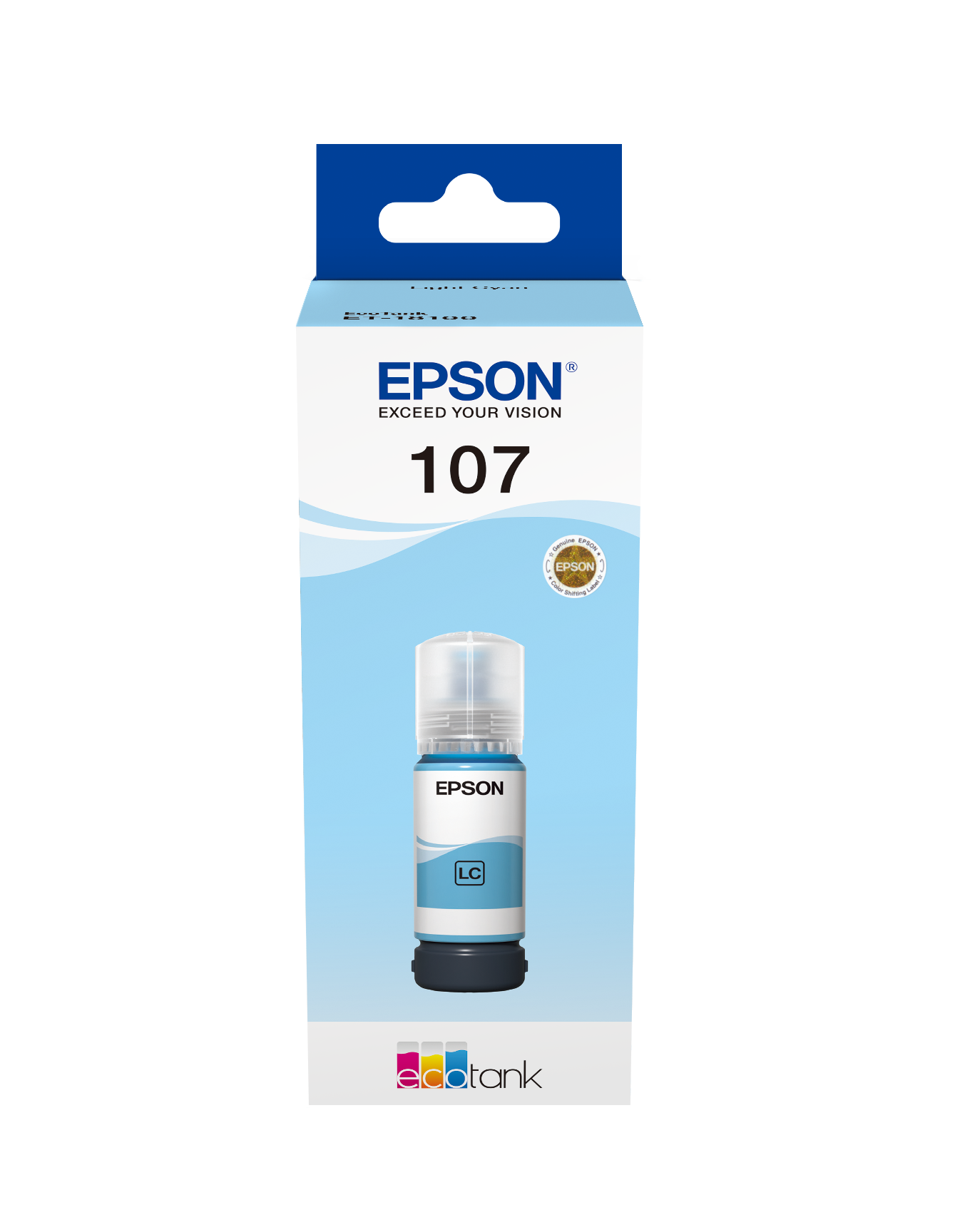 Bouteille d'encre cyan clair Epson 107 d'origine - C13T09B540